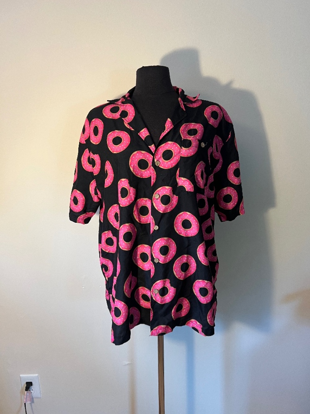 Uzzi Doughnut Print Button Up Shirt